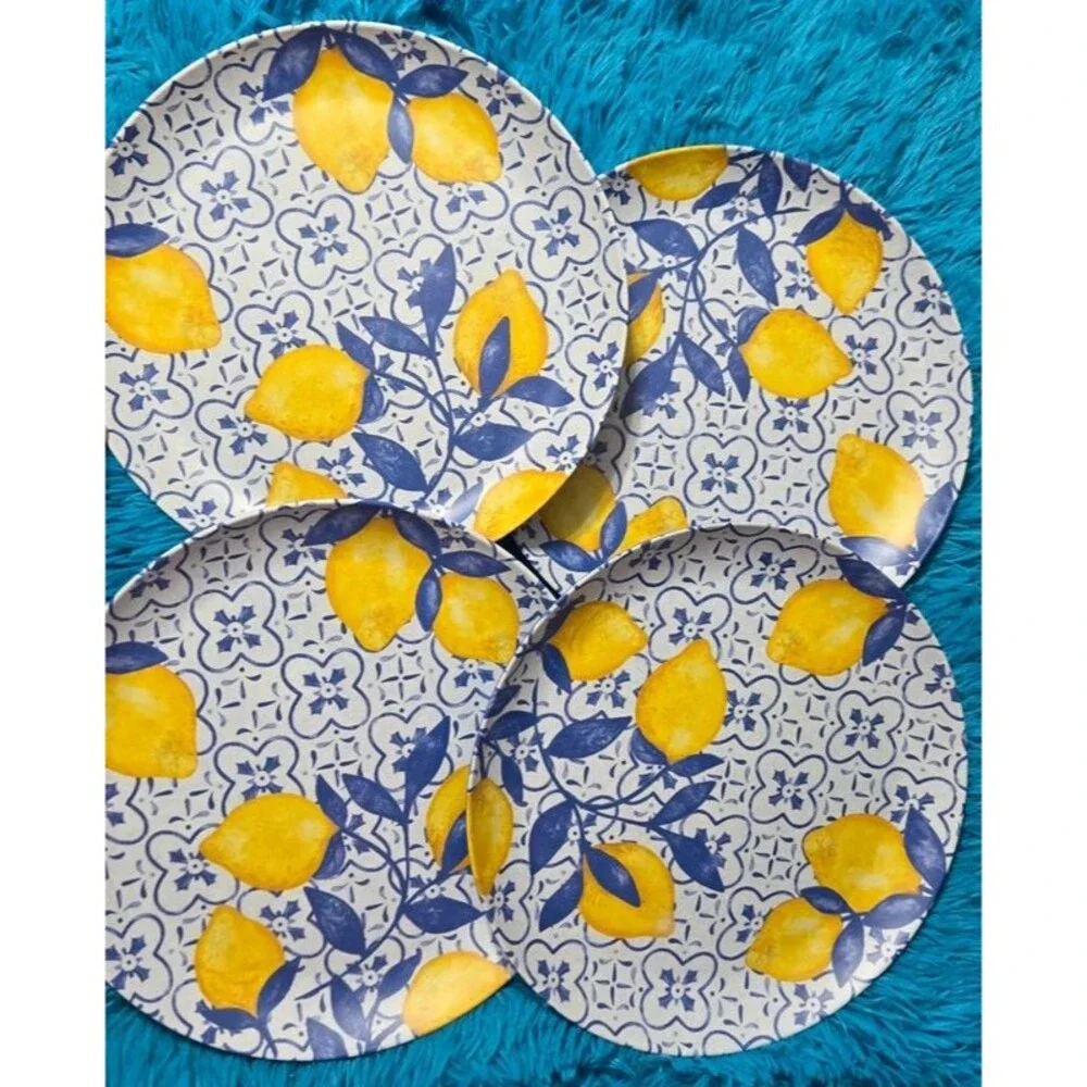 True Living  Lot Of 4 Lemon Melamine 10